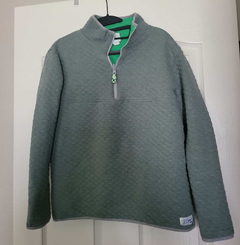 J. Crew Boys Reversible Quilted Half-Zip Pullover in Sage Green